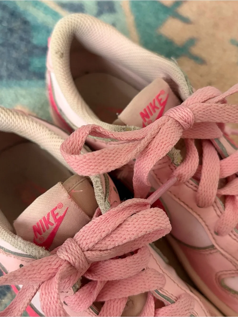 Nike Pink Low-Top Kids' Sneakers with Bright Pink Swoosh